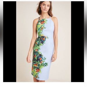 Anthropologie Maeve Orange Bough Blue Citrus Dress